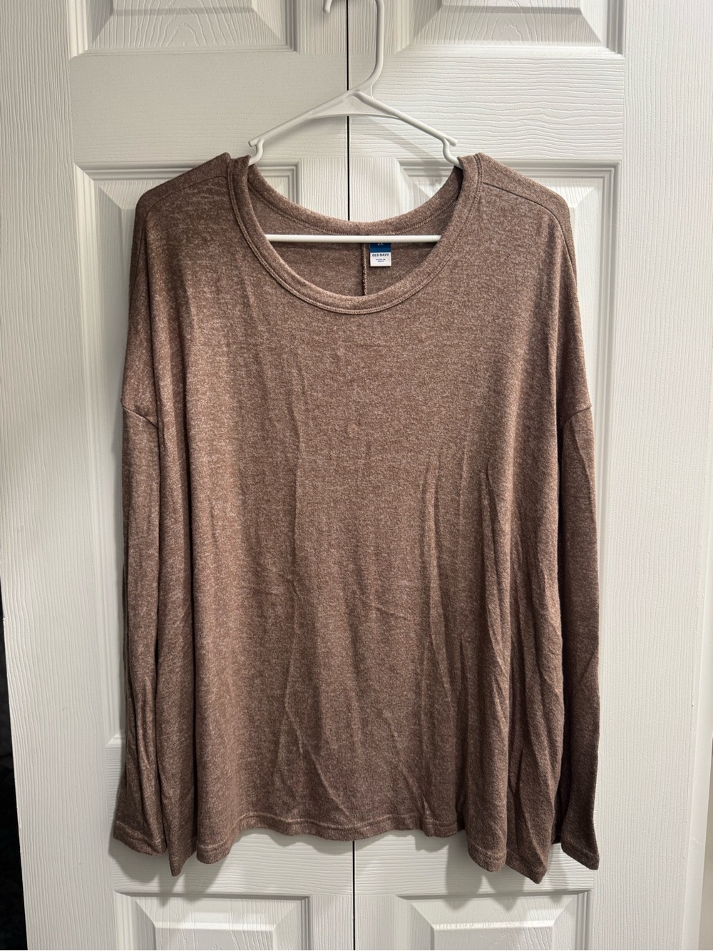 Old Navy Soft Crewneck Long Sleeve Top - Taupe Brown